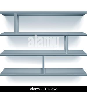 Vector illustration. Quatre étagères gris dimensions en 3D style avec copie espace. Illustration de Vecteur