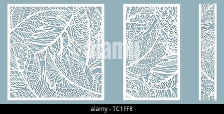 Cadre motif de plumes. Ligne, Rectangle, carré comme un motif de plumes. Modèle pour plotter laser, Illustration de Vecteur