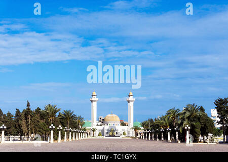 Belle vue sur le mausolée d'Habib Bourguiba à Monastir, Tunisie Banque D'Images