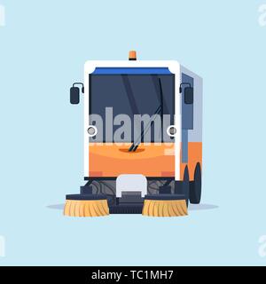 Camion balayeuse moderne machine de nettoyage de véhicules industriels urbains, routiers service concept télévision Illustration de Vecteur