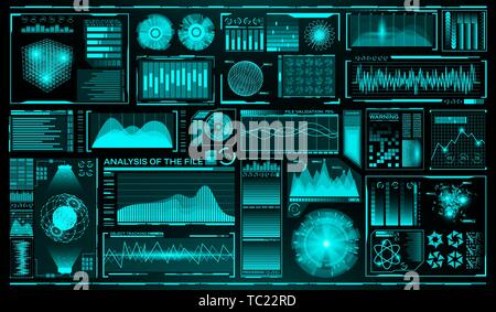 Interface utilisateur futuriste. HUD. Les futurs éléments infographique. Thème de la technologie et de la science. Système d'analyse. Des graphiques d'analyse et des vagues. Vector Illustration de Vecteur