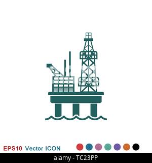 La plate-forme de production de pétrole iconfuel logo, symbole vecteur pour la conception Illustration de Vecteur