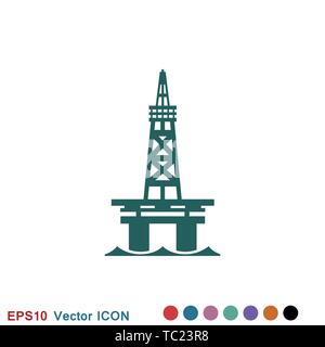 La plate-forme de production de pétrole iconfuel logo, symbole vecteur pour la conception Illustration de Vecteur