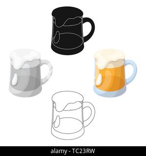 Un verre de bière belge mousseuse.The Dark Wolf belge. Belgique simple icône dans la caricature,black style vector illustration web stock symbol. Illustration de Vecteur