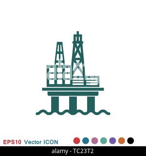 La plate-forme de production de pétrole iconfuel logo, symbole vecteur pour la conception Illustration de Vecteur