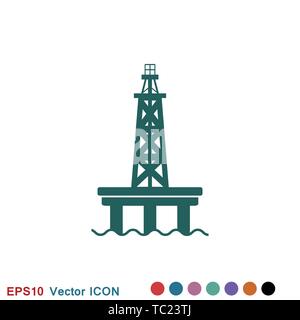 La plate-forme de production de pétrole iconfuel logo, symbole vecteur pour la conception Illustration de Vecteur