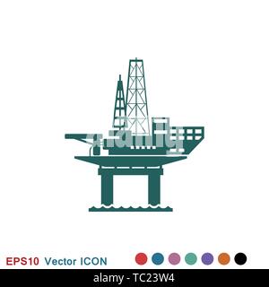 La plate-forme de production de pétrole iconfuel logo, symbole vecteur pour la conception Illustration de Vecteur