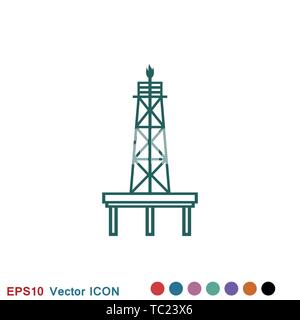 La plate-forme de production de pétrole iconfuel logo, symbole vecteur pour la conception Illustration de Vecteur