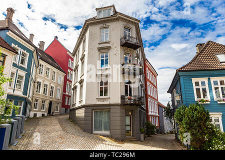 Maison traditionnelle norvégienne dans la partie ancienne de Bergen. La Norvège. Banque D'Images