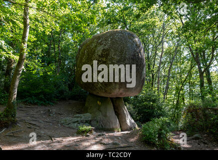 Le Champignon champignon géant (pierre) rock formation à Huelgoat, Bretagne France. Banque D'Images