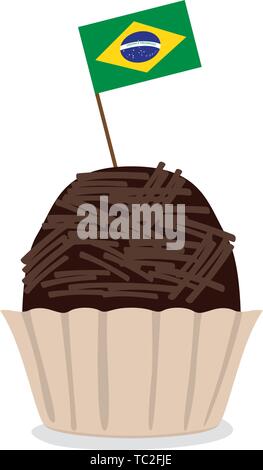 Brigadeiro isolés avec un drapeau du Brésil. traditionnel brésilien candy - Vector Illustration de Vecteur