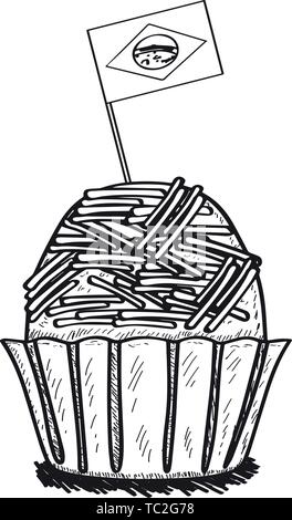 Brigadeiro isolés avec un drapeau du Brésil. traditionnel brésilien candy - Grandes lignes Vector Illustration de Vecteur