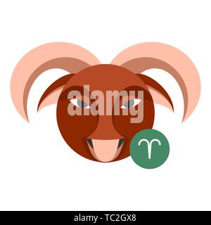 Signe astrologie bélier isolé sur blanc. Symbole Horoscope bélier représentés comme des cornes. Constellations du zodiaque mythologie astrologique mauvais vecteur conception icône Illustration de Vecteur