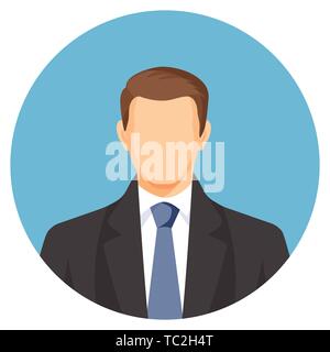 Homme sans visage avatar. L'homme en costume avec cravate bleue. Illustration de Vecteur