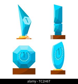 Verre trophée awards récompenses de collecte de forme différente isolé. Illustration de Vecteur