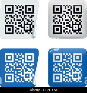 Vector illustration. Autocollant QR Code en deux styles et couleurs. Illustration de Vecteur