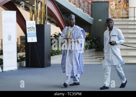 New York, NY, USA. 4 juin, 2019. Organisation des Nations Unies, New York, USA, 04 juin, 2019 Muhammad-Bande - Tijjani, Représentant permanent du Nigéria auprès de l'Organisation des Nations Unies et Président élu de l'Assemblée générale lors de l'ouverture de la vie dans l'âge d'une pièce plastique National Geographic au Siège des Nations Unies à New York.Photo : Luiz Rampelotto/EuropaNewswire.Crédit photo obligatoire. Credit : Luiz Rampelotto/ZUMA/Alamy Fil Live News Banque D'Images