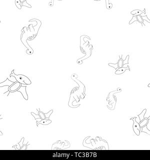 Profil de fluide contour des dinosaurus brachiosaurus et ptérodactyle. Isolé sur fond blanc. Vector illustration. Illustration de Vecteur