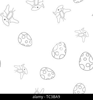 Profil de fluide contour des dinosaurus ptérodactyle et œufs tachetés. Isolé sur fond blanc. Vector illustration. Illustration de Vecteur