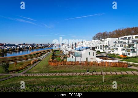 Nouveau lotissement au lac Phoenix, Ruhr, Rhénanie du Nord-Westphalie, Dortmund, Allemagne Banque D'Images