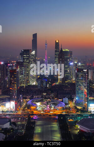 Guangzhou Pearl River New City Scenery Paysage de nuit Banque D'Images