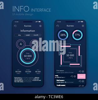 Vector Graphics infographie mobile avec trois et deux options. Modèle pour la création d'applications mobiles, modèle de workflow, diagramme, bannière, site web Illustration de Vecteur