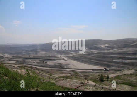 Mine de charbon à ciel ouvert dans Huolingol, Mongolie Intérieure Banque D'Images