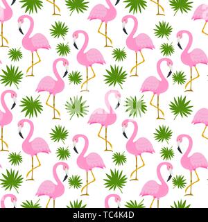 Modèle sans couture avec mignon flamants roses Illustration de Vecteur