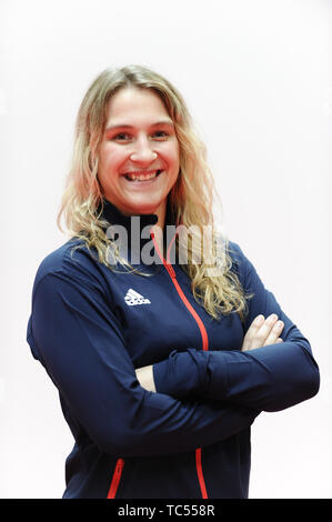 Au cours de l'assemblage de Georgina Nelthorpe hors session pour les 2019 Jeux européens de Minsk au NEC de Birmingham.