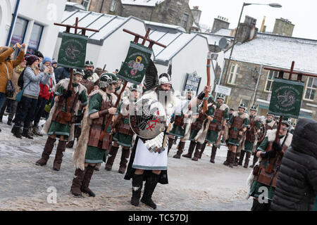 Lerwick, îles Shetland, Écosse, Royaume-Uni. 29 janvier 2019. Guizer Jarl John Nicolson (Thorstein Egilsson) de l'Up Helly Aa festival viking fire qui Banque D'Images