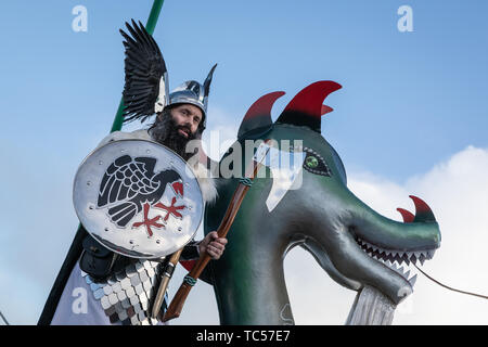 Lerwick, îles Shetland, Écosse, Royaume-Uni. 29 janvier 2019. Guizer Jarl John Nicolson (Thorstein Egilsson) de l'Up Helly Aa festival viking fire qui Banque D'Images