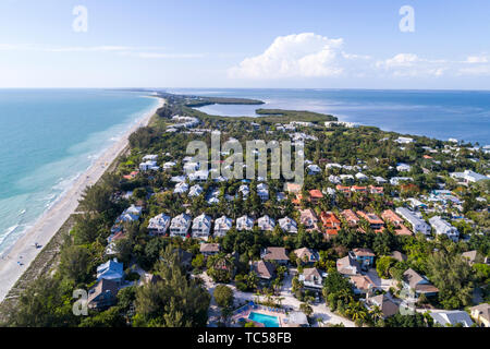 Captiva Island Florida,Pine Island Sound Gulf of Mexico Beach,Chadwick Bayou,maisons,vue aérienne,FL190508d19 Banque D'Images