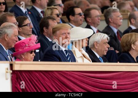 Les dirigeants du monde entier y compris la reine Elizabeth II et le Président Donald Trump du Royaume-Uni, des États-Unis et d'Europe Voir le D-Day 75 événement national à Portsmouth, Royaume-Uni. Banque D'Images