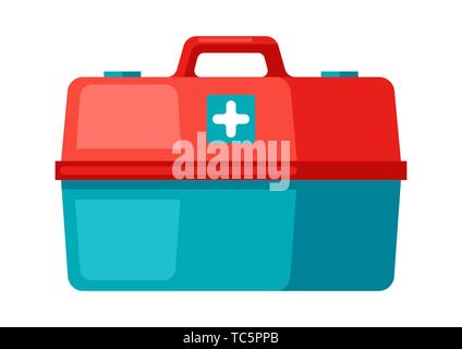 Trousse de premiers soins dans l'icône de style plat. Illustration de Vecteur