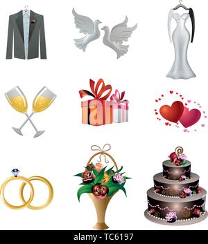 Icon Set de mariage Illustration de Vecteur