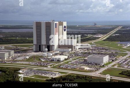 Vue aérienne du complexe de lancement 39 à John F Kennedy Space Center sur Merritt Island, Florida, 1999. Droit avec la permission de la National Aeronautics and Space Administration (NASA). () Banque D'Images