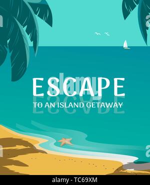 Paysage de bord de mer d'été Illustration de Vecteur