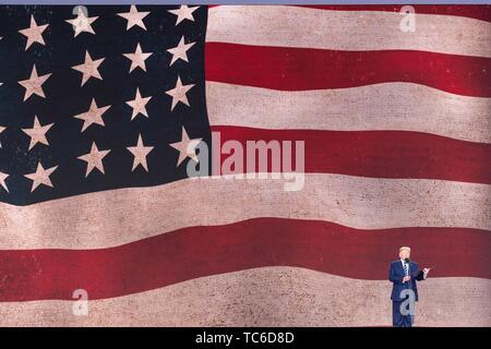 Portsmouth, Royaume-Uni. Le 05 juin, 2019. Président américain Donald Trump porte sur un événement pour marquer le 75e anniversaire du D-Day le 5 juin 2019, à Portsmouth, en Angleterre. Les dirigeants du monde se sont réunis sur la côte sud de l'Angleterre, où s'envolait pour les troupes d'agression quotidienne 75 ans auparavant. Credit : Planetpix/Alamy Live News Banque D'Images