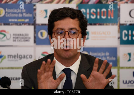 Porto, Portugal. Le 05 juin, 2019. Conférence de presse du championnat national de cyclisme Portugais (Élite, sous 23 et féminin) dans la région de Caserta ce mercredi (05), qui a été suivi par le Dr João Paulo Rebelo (secrétaire d'État aux sports et à la jeunesse), M. (Président de la Fédération de Cyclisme du Minho), M. Manoel Batista (Maire de Melgaço) et M. José Adriano Lima (ancien Ciclismo Cândido Barbosa et président du conseil d'administration d'Melsport). Credit : Marcelo Lopes/FotoArena/Alamy Live News Banque D'Images