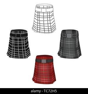 Kilt icône dans cartoon,black design isolé sur fond blanc. L'Écosse pays stock symbol vector illustration. Illustration de Vecteur