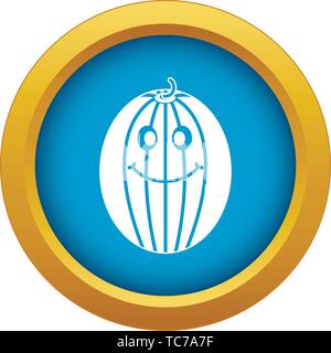 Ripe melon souriant bleu icône vector isolated Illustration de Vecteur