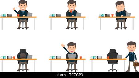 Ensemble de la collection homme d'affaires montrant différents gestes character design vector illustration. Illustration de Vecteur
