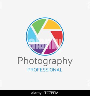 Logo professionnel de l'appareil photo. Vecteur conception de l'obturateur de couleur. Concept pour photo studio Illustration de Vecteur