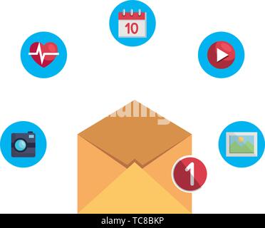 Mail enveloppe avec compteur et menu Apps Illustration de Vecteur