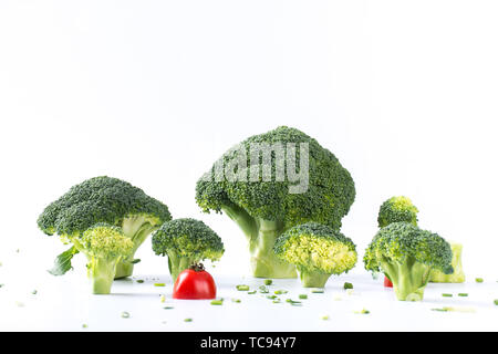 Chou-fleur, brocoli nom scientifique, également connu sous le nom de bleu de moutarde, le Brocoli, brocoli fleur. Banque D'Images