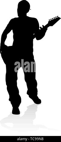 Silhouette guitariste musicien Illustration de Vecteur