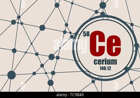 Le cérium élément chimique. Illustration de Vecteur