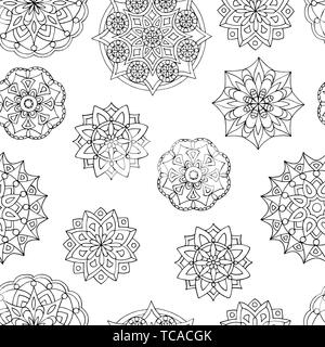 Résumé motif transparent des mandalas, des pages à colorier pour les enfants et les adultes Illustration de Vecteur