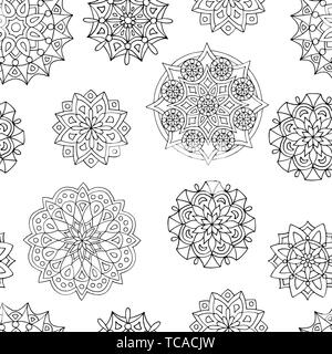 Résumé motif transparent des mandalas, des pages à colorier pour les enfants et les adultes Illustration de Vecteur