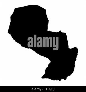 Le Paraguay site silhouette sombre isolé sur fond blanc Illustration de Vecteur